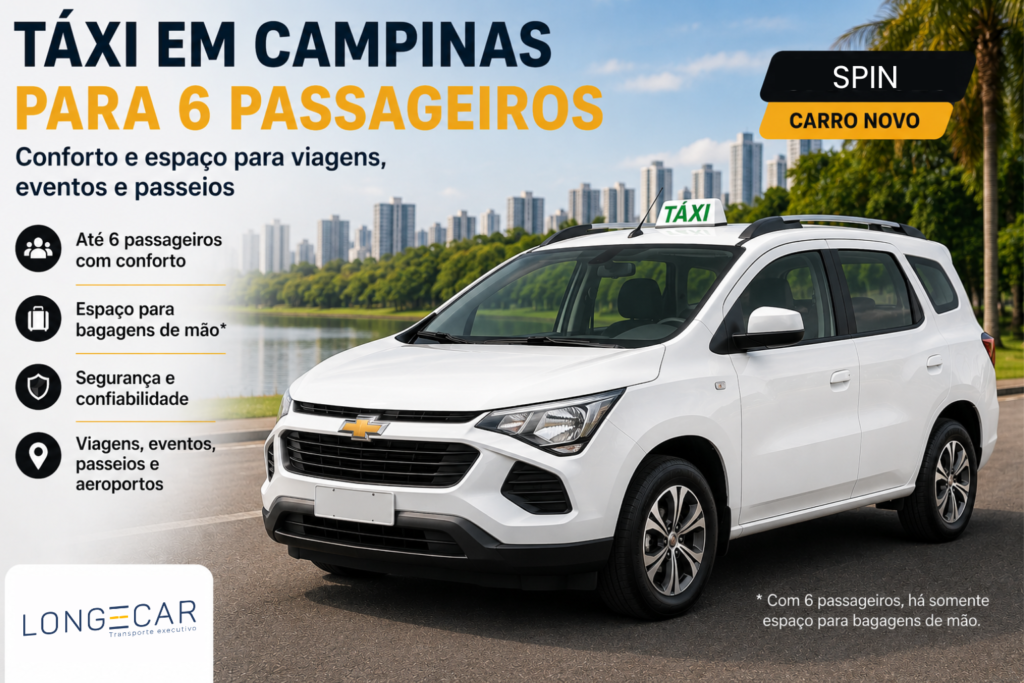 Taxi em campinas para até 6 passageiros