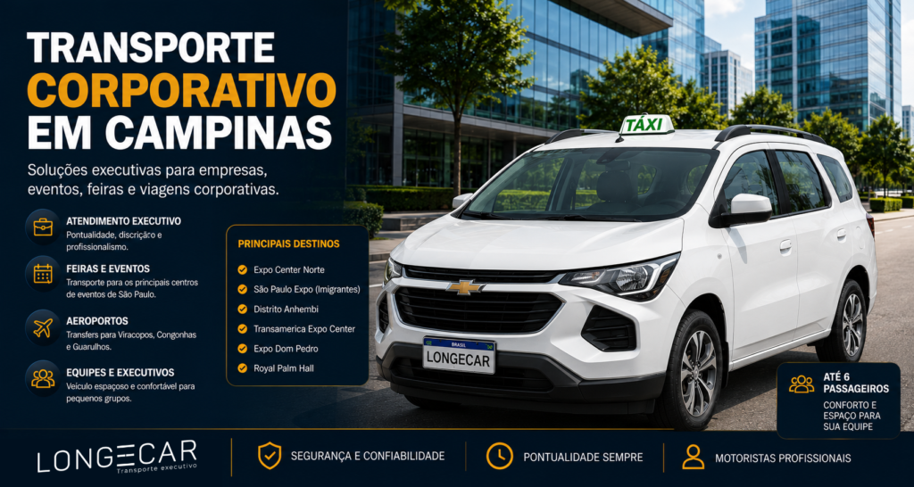 Transporte corporativo campinas para feiras e eventos